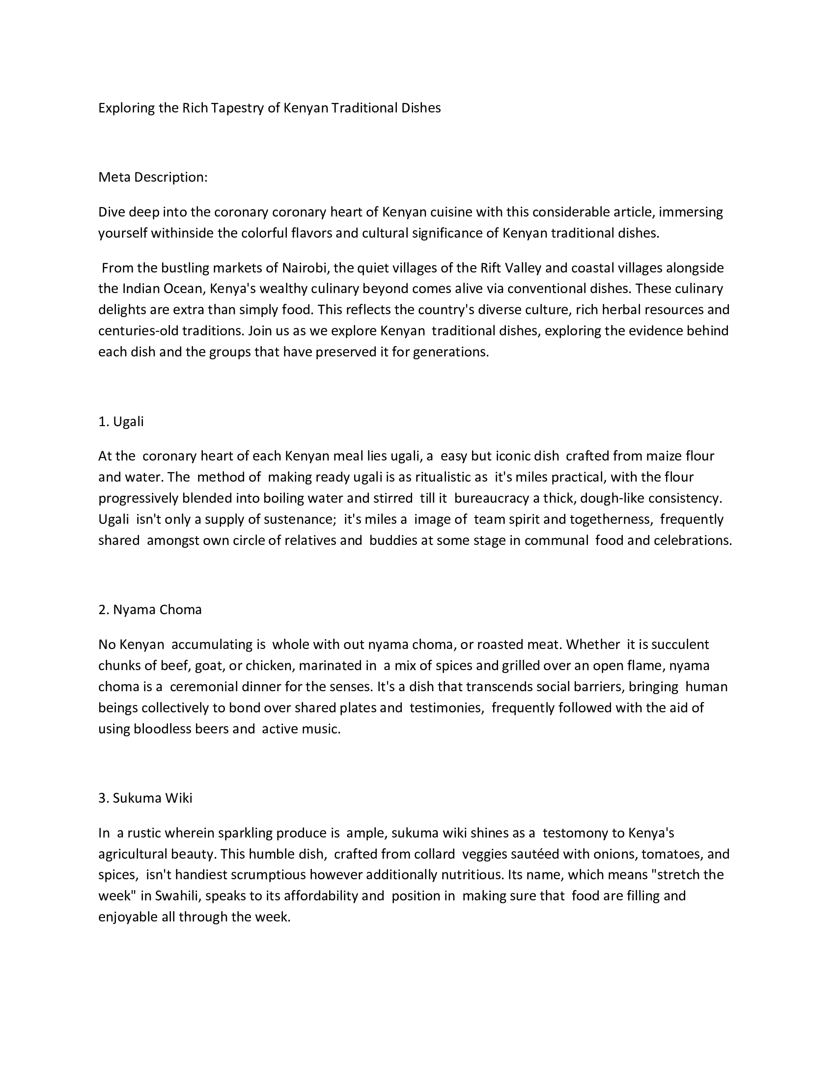 Exploring the rich tapestry of Kenyan traditional dishes.