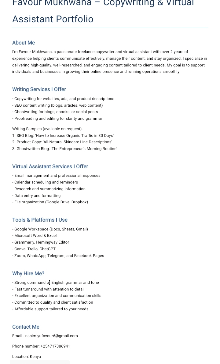 Virtual assistantance service and freelancing skills